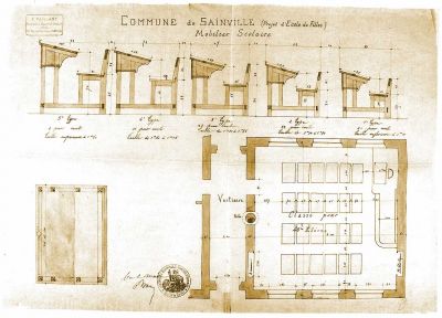 Ecole de filles de Sainville, plan du mobilier, [1881]