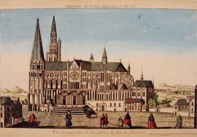 Vue de la cathdrale de Chartres, XVIIIe sicle FR AD 28 / Collection Jusselin n 350