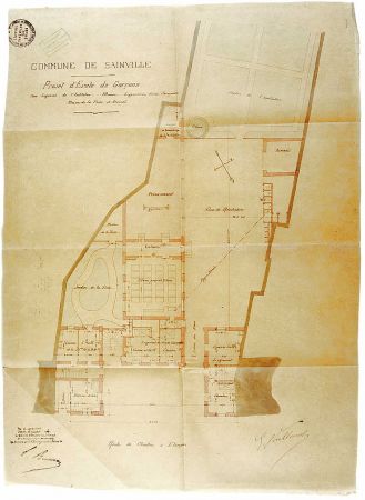 Mairie et cole de garons de Sainville, plan du rez-de-chausse, [1881]
